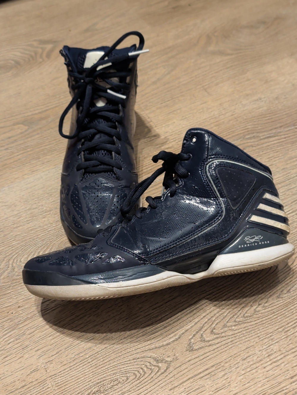 adidas Navy and White Derrick Rose Basketball Shoes